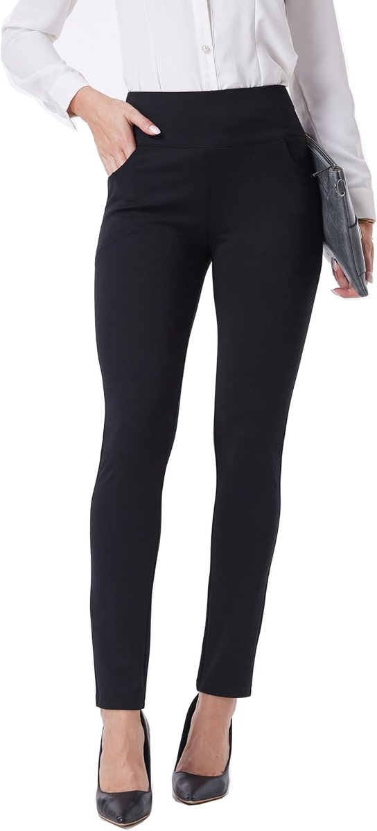 Dames werkbroek comfortabele stretch skinny been elastische hoge taille pull on business casual jurk broek