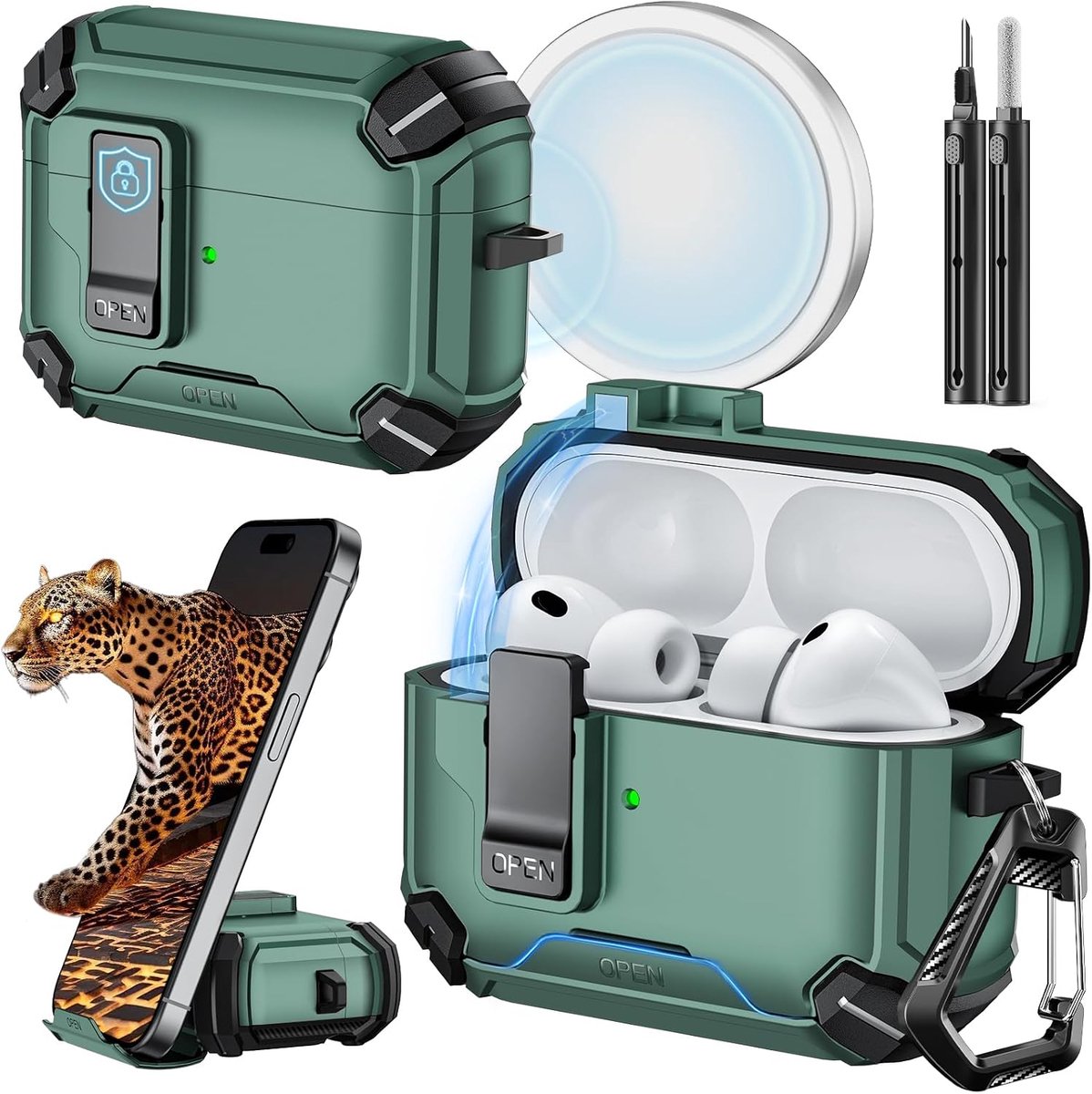 For AirPods Pro 3 Case, Auto-Locking-Forest
