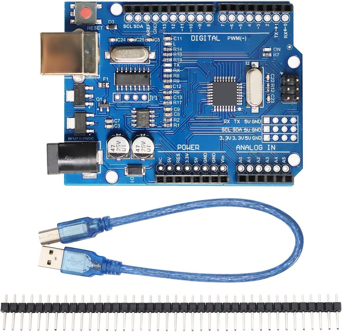 Moederborden Binghe 1 stuk Rev3 moederborden met USB-kabel 16 MHz 2 KB voor elektronische projecten compatibel met Arduino