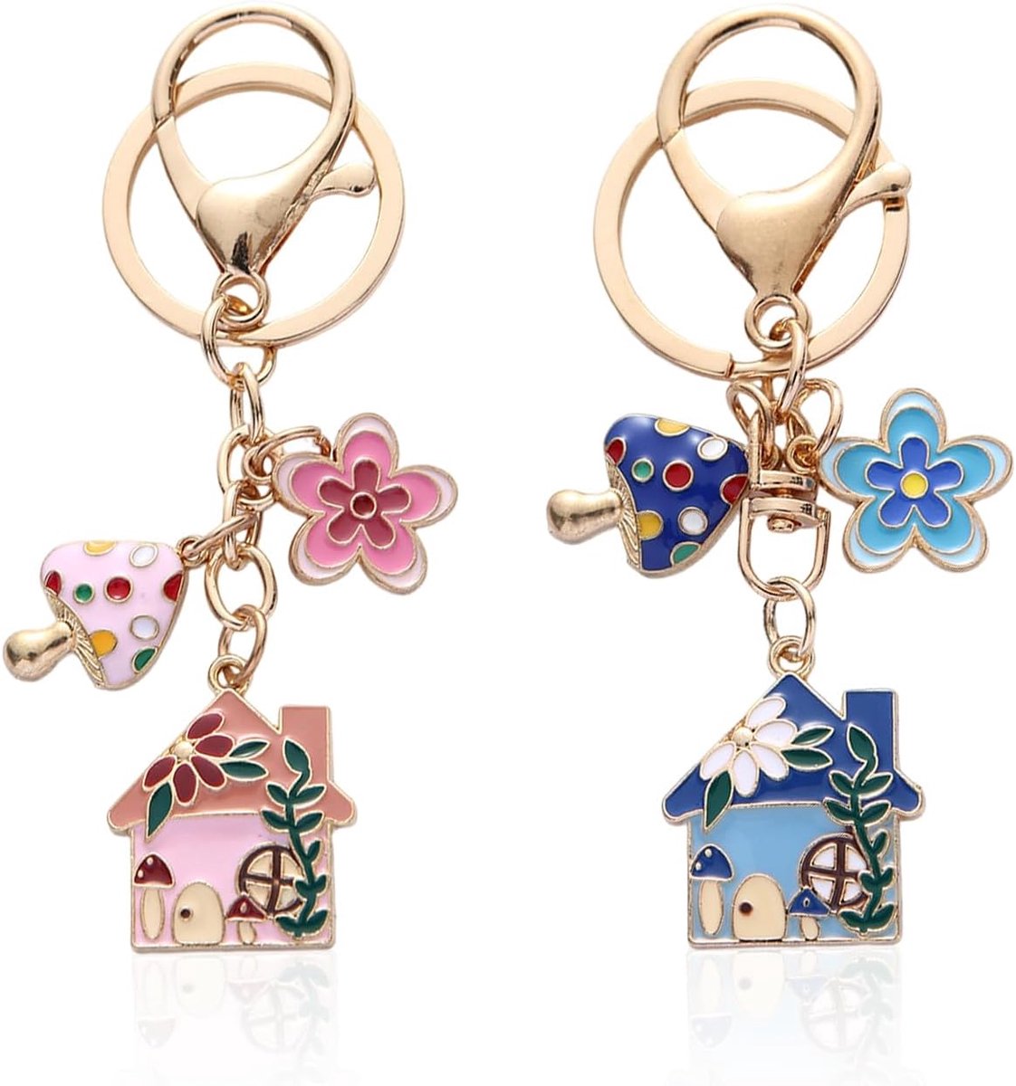2 stuks huissleutelhangers, schattige cartoon-sleutelhanger, verpakkings- en decoratiehangers, cadeauhangers., blauw, Eén maat, modern