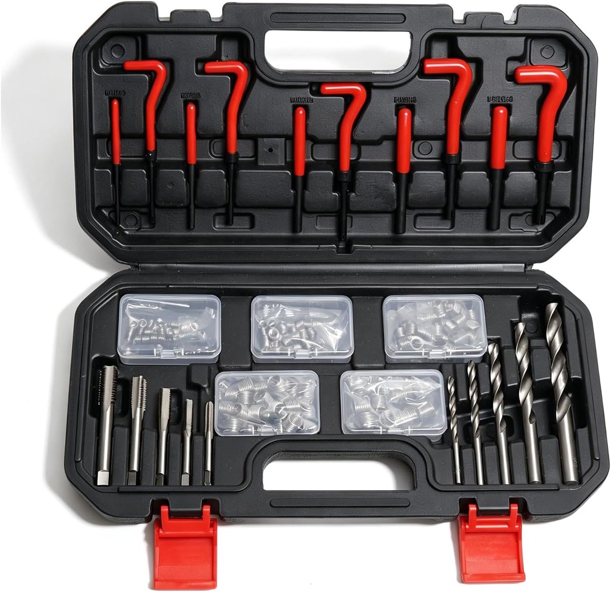 Schroefdraadreparatieset: 131 stuks metrisch reparatiegereedschap M5 M6 M8 M10 M12, gerelateerde schroefdraadset met opbergkoffer voor dagelijks auto-onderhoud boormachine motor