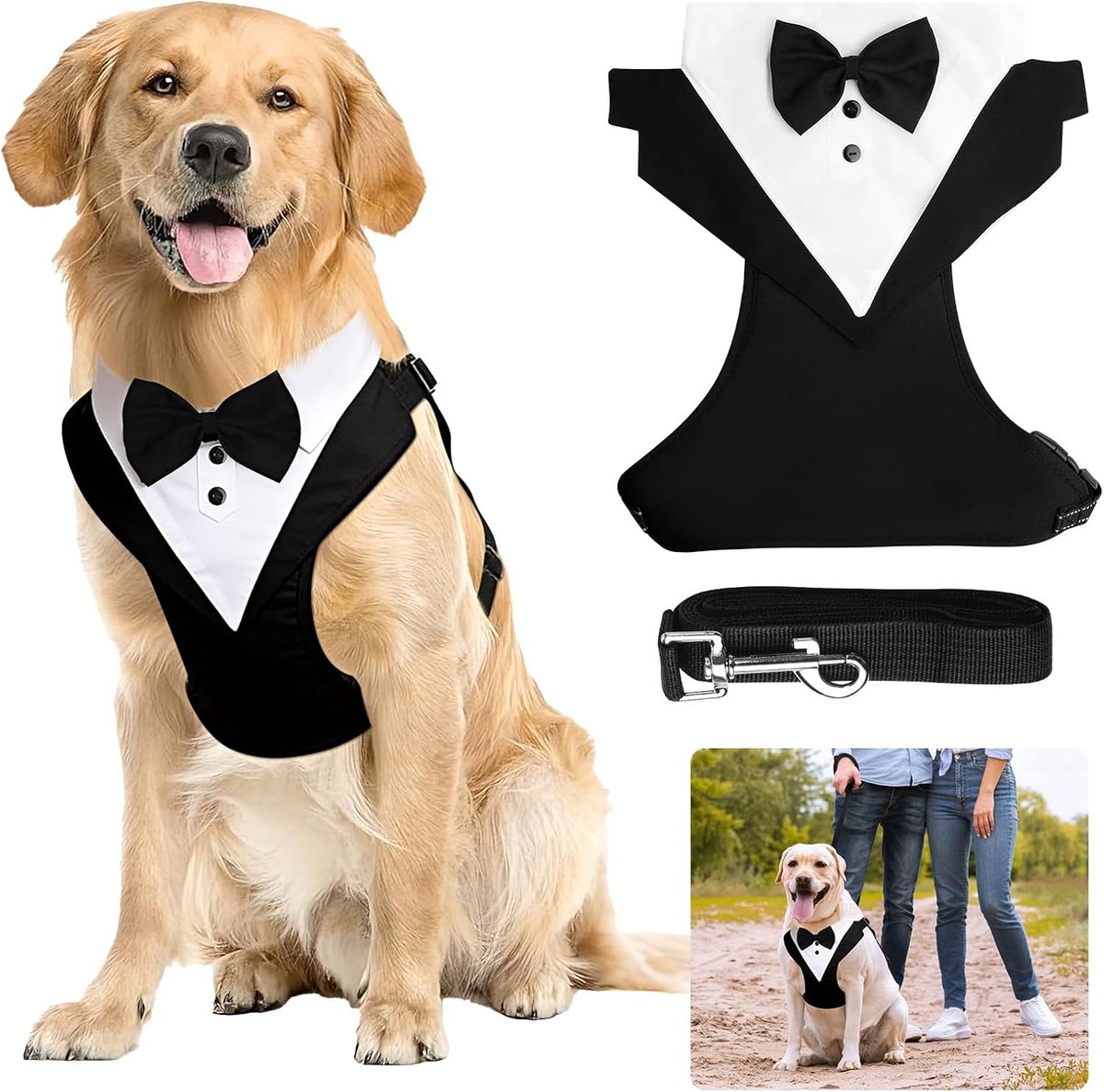 Hemd, strik, kostuum, ademend, hond, zwart, XL