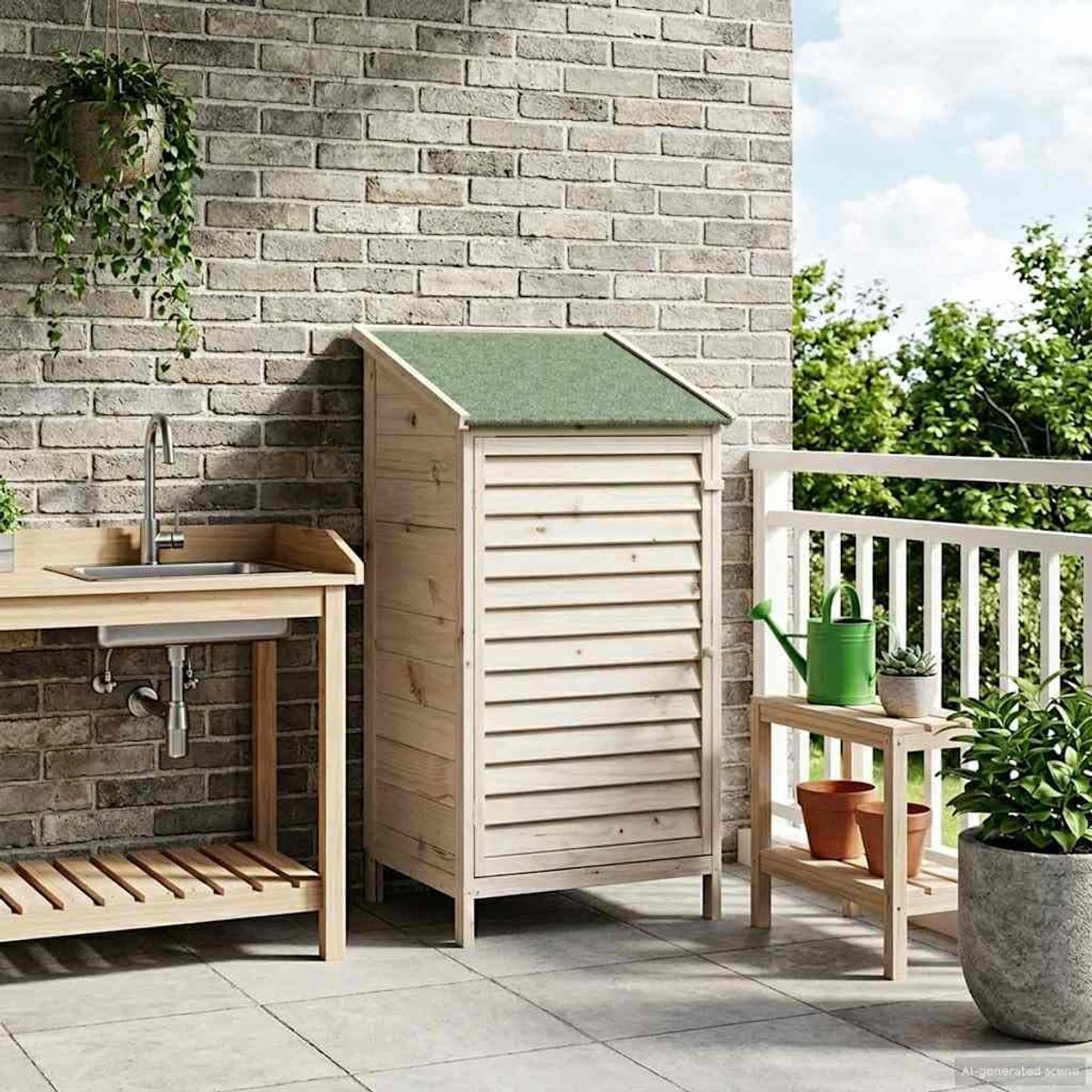 Wit 59 x 56 x 113,5 cm massief hout van sparrenhout met weerbestendig asfaltdak en ventilatiedeur