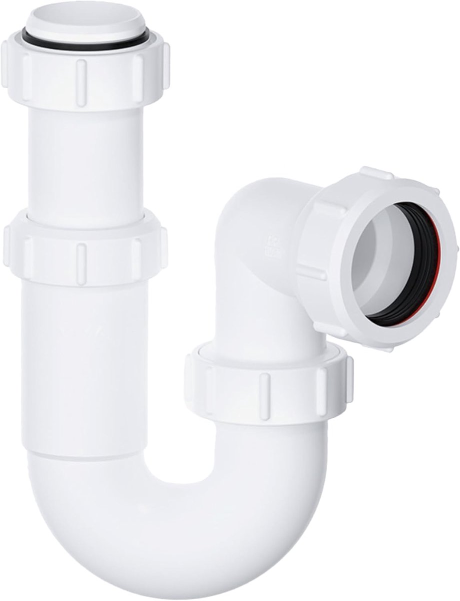 Verstelbare draaibare P-val met anti-slip ring, telescopische gootsteenval, 40 mm (1,1/2 inch) Multi-fit gootsteenafvalkit, BS EN2574-1 conforme afvalpijp U-bocht