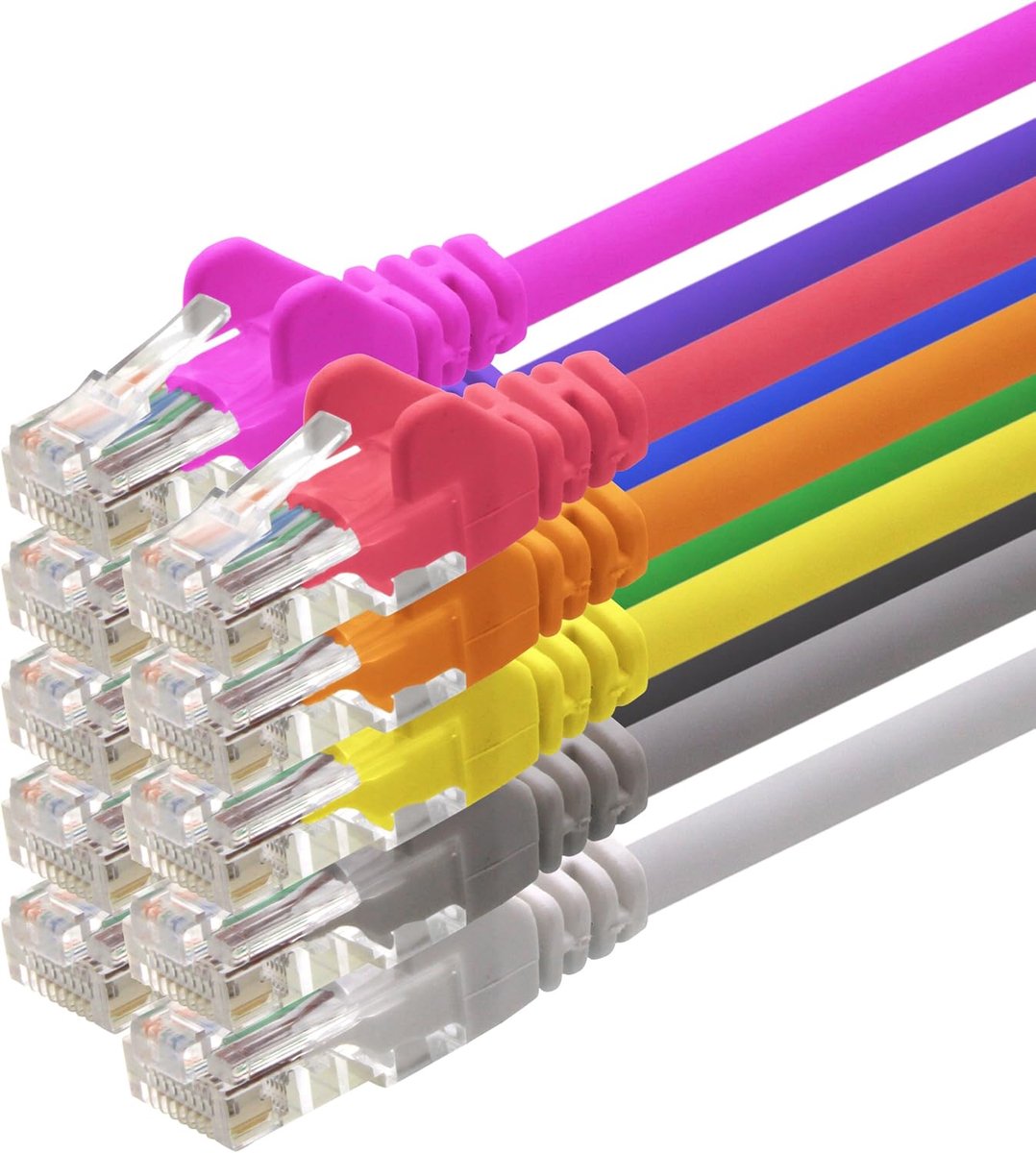 1aTTack.de Cat5 UTP LAN-kabel Netwerkkabel 10x 3m RJ45 Ethernet 10 kleuren