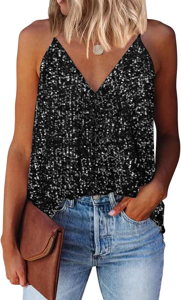 pailletten mouwloze vesten Shimmer Tops