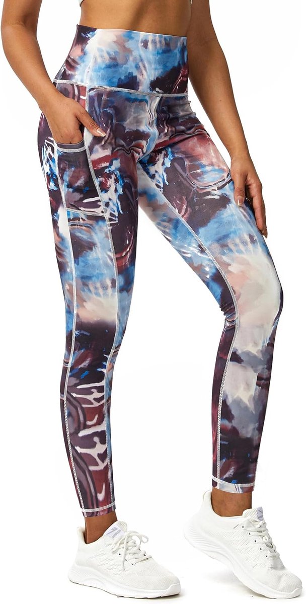 Sportlegging voor dames, hoge taille, elastische sportbroek voor dames, lange sportlegging voor dames, slim fit sportbroek voor dames, leggings met zakken