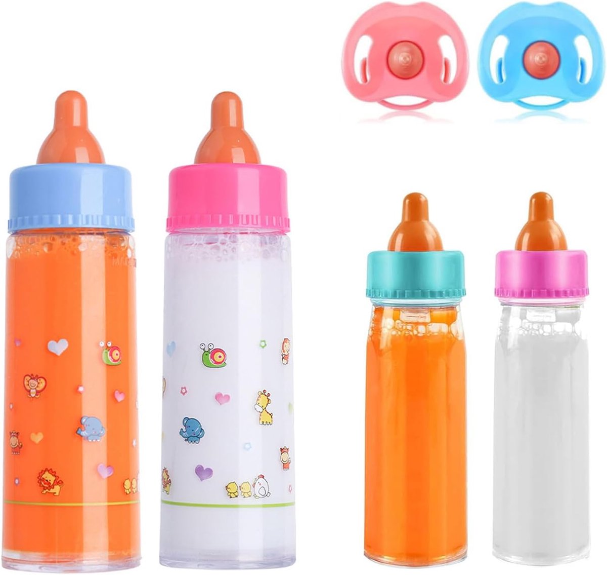 Set van 6 flessen per Bambole met Capezzolo, magische babyflessen voor pols, accessoires via Bambole Giocattolo, Il Liquid Scompare, voedingssimulata, Adatto a Bambini dai 3 Anni in Su