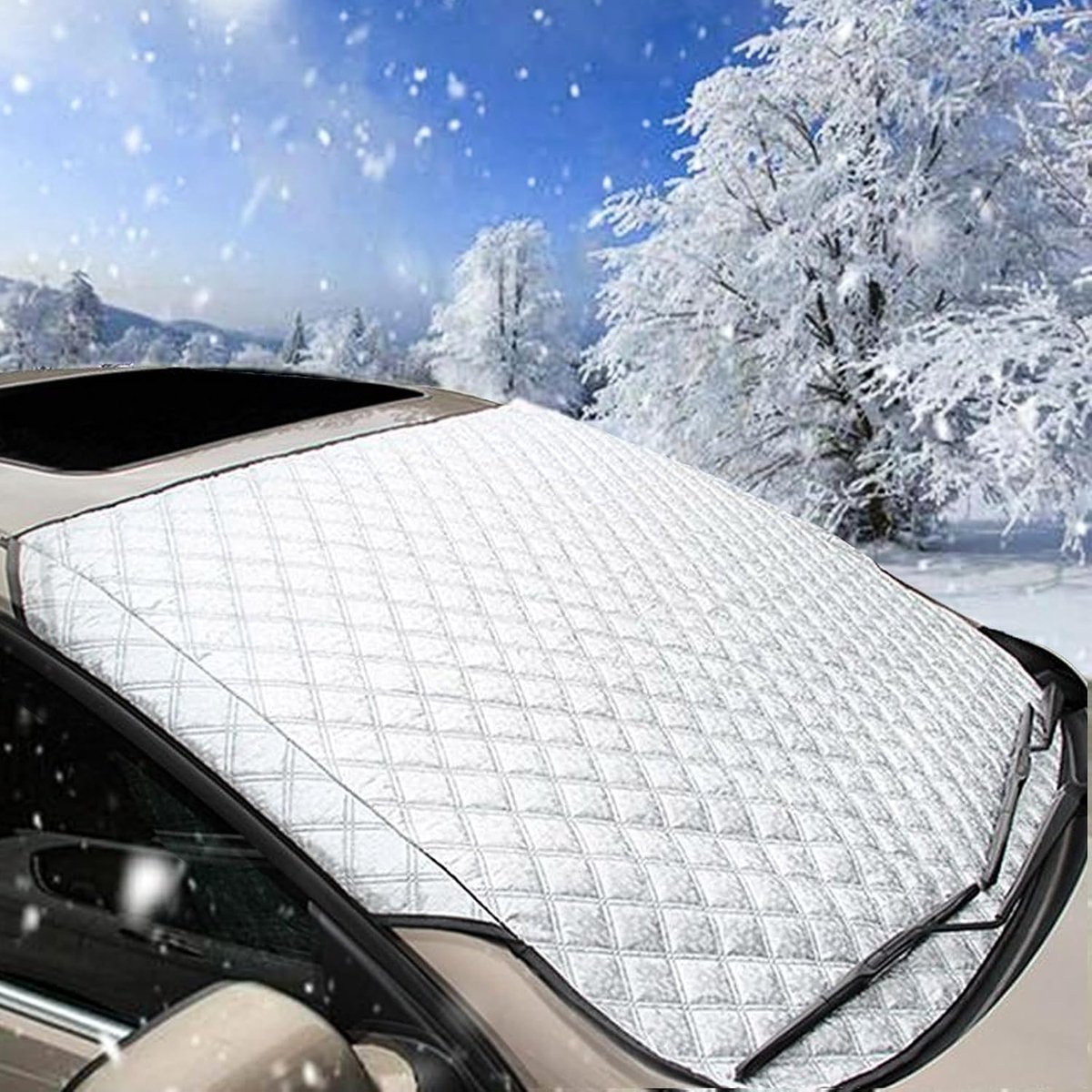 Voorruitafdekking Winter Ruitafdekking Auto Vorstafdekking Zonwering Windscherm Afdekking Opvouwbaar Voor Tegen Sneeuw IJS, 150 x 100 cm