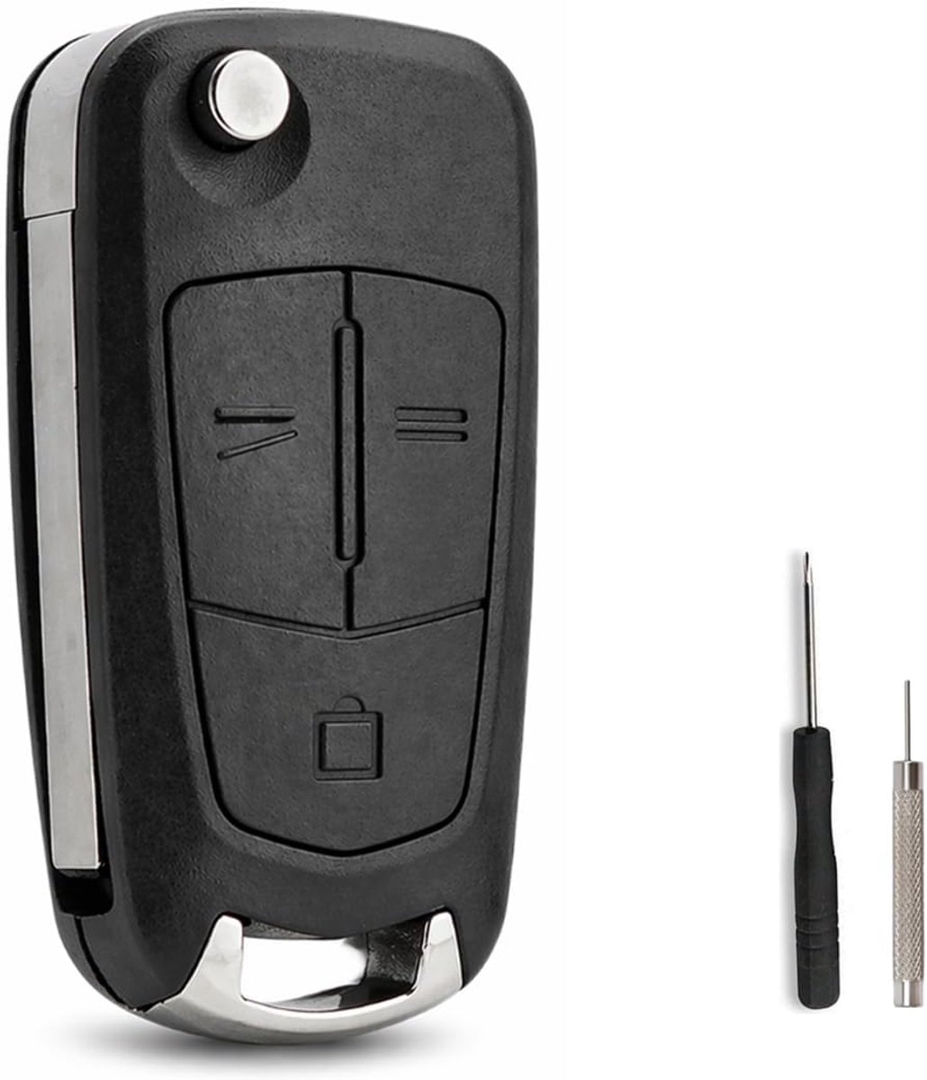 Autosleutelbehuizing met 3 knoppen, compatibel met Opel Vauxhall Astra J Insignia Mokka Meriva B Zafira C Tourer Corsa E klapsleutel reservebehuizing zonder elektronica