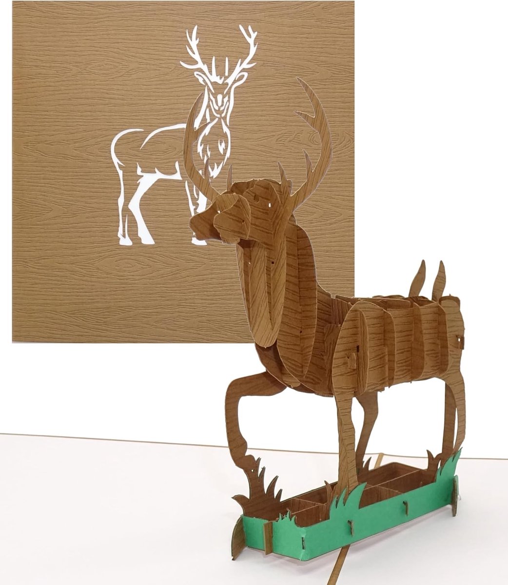 Kaartjes ''Hirsch - Waidmannsheil'' - 3D Verjaardagskaart & Uitnodigingskaart met Envelop & Hertenmotief - als Geschenk, Cadeaubon en Uitnodiging voor Wandelen, Jacht voor Jagers & Vorster