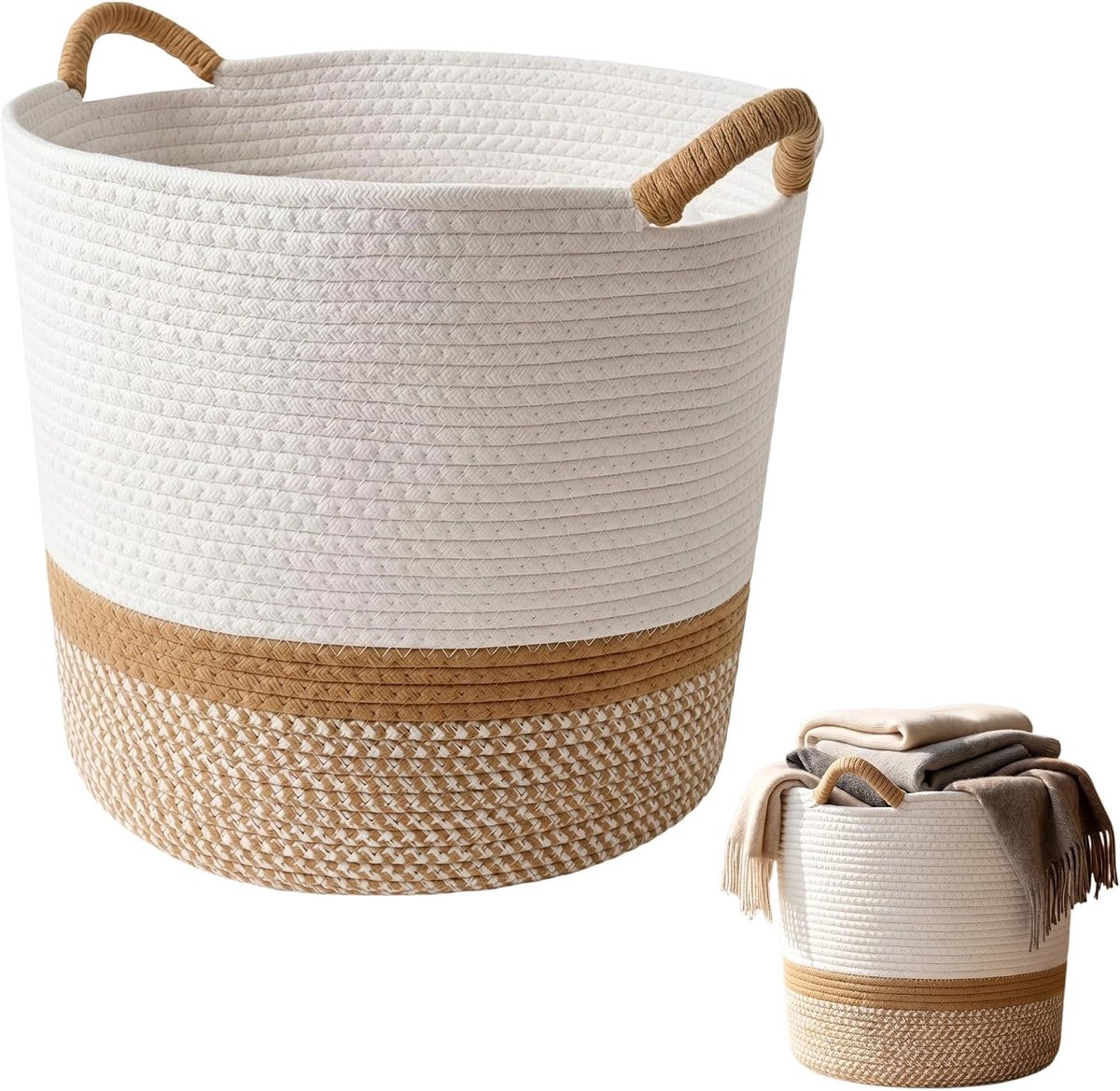 Gevlochten van katoen, 30L opbergmand Laundry Baskets