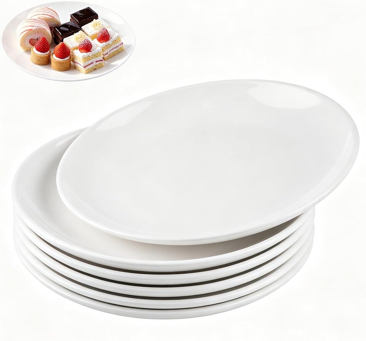 Dessertborden van melamine, taartborden, wit, 18 cm