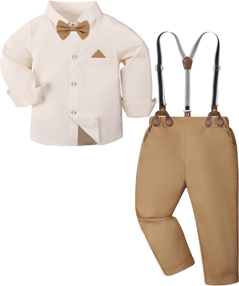 mintgreen Baby Boy Outfits 4 stks Set Kids Kerst Gentleman Pak Bretels Shirt 1-6 Jaar