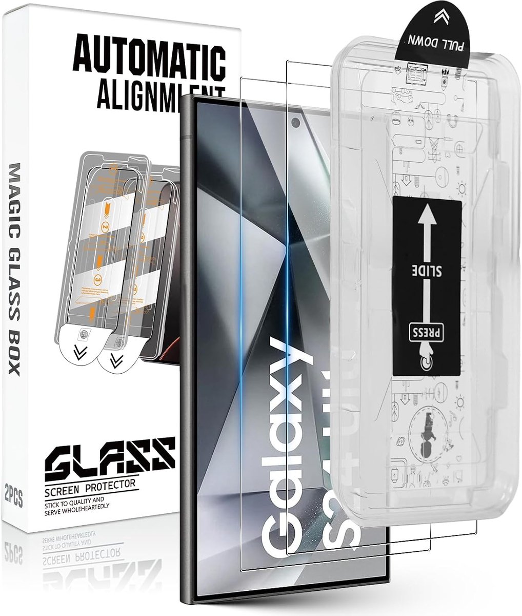 Pantserglas beschermfolie voor Samsung Galaxy S24 Ultra [auto-installatie], [2 stuks] anti-kras 9H hardheid HD folie anti-luchtbellen pantserfolie beschermfolie displaybeschermfolie