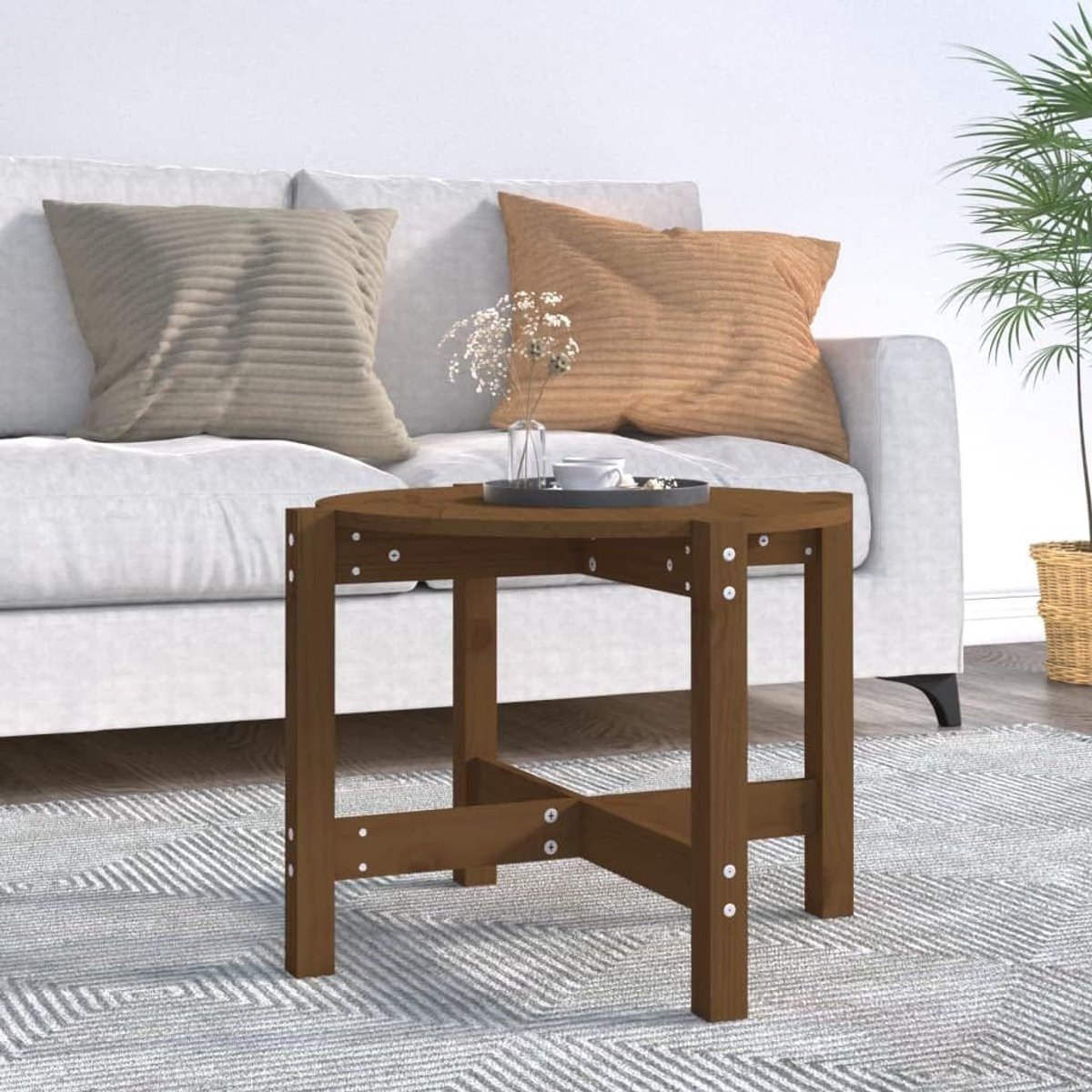 grenenhout klassieke salontafel honingbruin 脴 62 5x45 cm