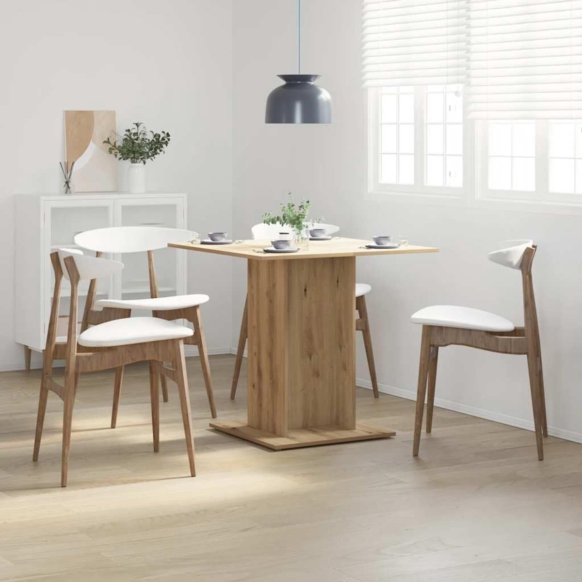 Eettafel, vierkante keukentafel, Artisan eiken, 80 x 80 x 75 cm