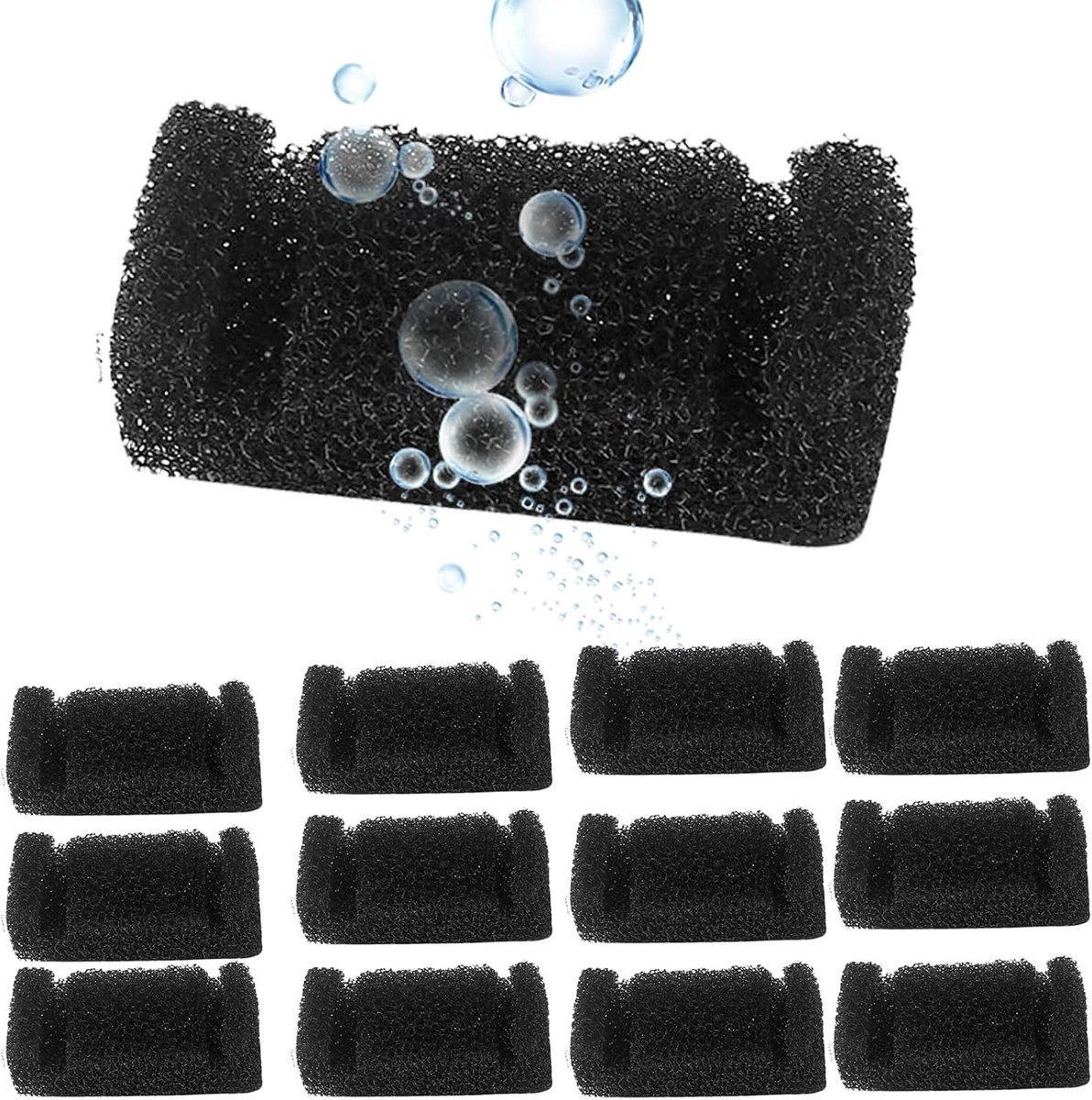 12 stuks kattenwaterfontein, schuimfilters, sponsfilter voor kattenfontein, vervanging voor huisdier, kat, hond, waterfontein, schuimfilter voor waterdispensers, 6,5 x 3 x 3 cm, zwart