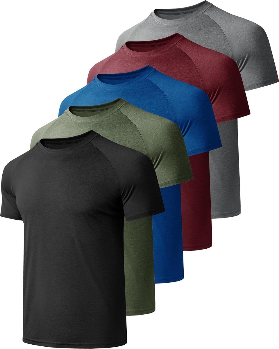 3, 5 of 7 stuks sportshirts voor heren, functioneel shirt, sportshirt, sneldrogend, ademend, fitnessshirt, trainingsshirt voor heren, hardloopshirt met korte mouwen