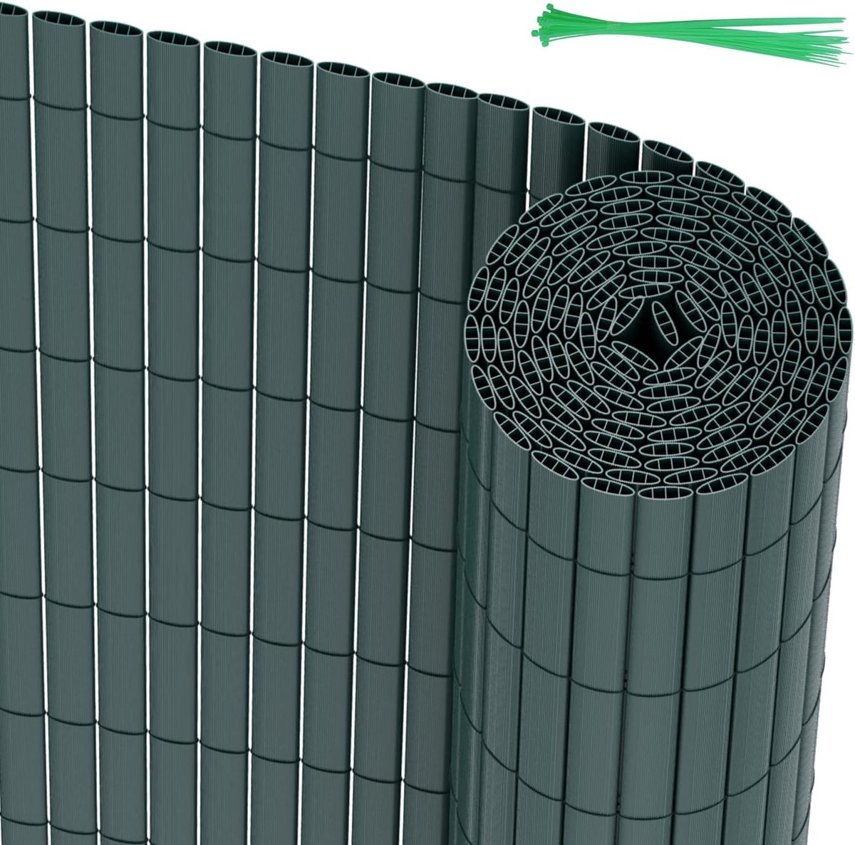 Mat, 90 x 400 cm + 90 x 500 cm, winddicht, balkon, windscherm, drievoudig versterkt design voor tuin, balkon, terras, met spanbanden, groen