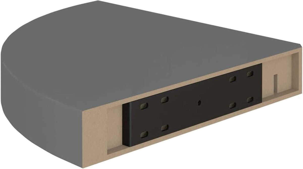 Zwevende plank, hangrek, wandplank, hoekplanken, hoogglans-grijs, 25 x 25 x 3,8 cm, MDF
