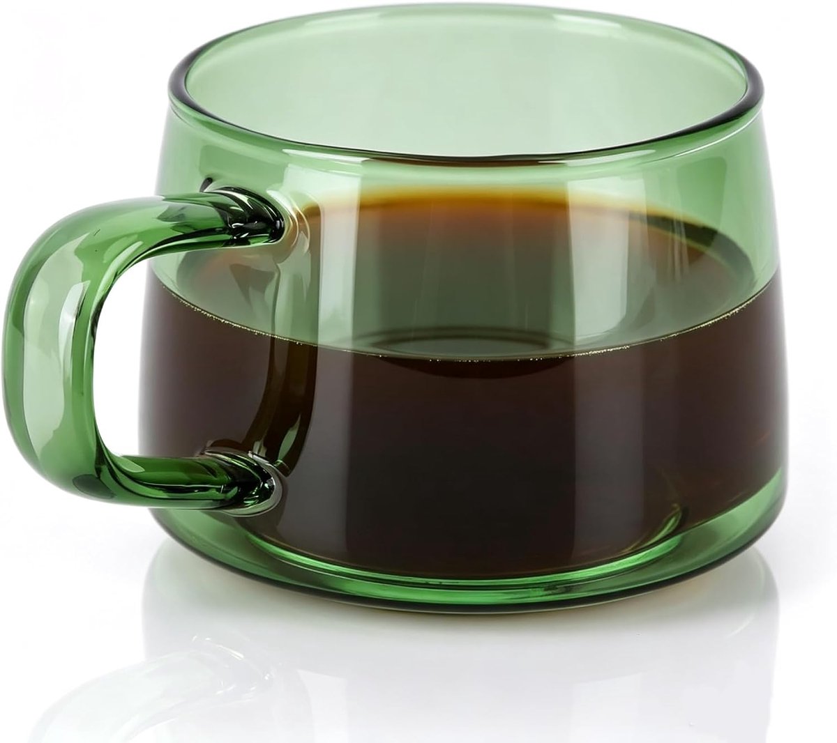 Koffiekopje, Glazen Koffiemok Met Handvat 250 Ml Drinkglas Koffiemok Met Brede Opening, Heldere Espressokopjes, Glazen Mokken Voor Warme Dranken, Cappuccino's, Theezakjes, Sap(Groente)