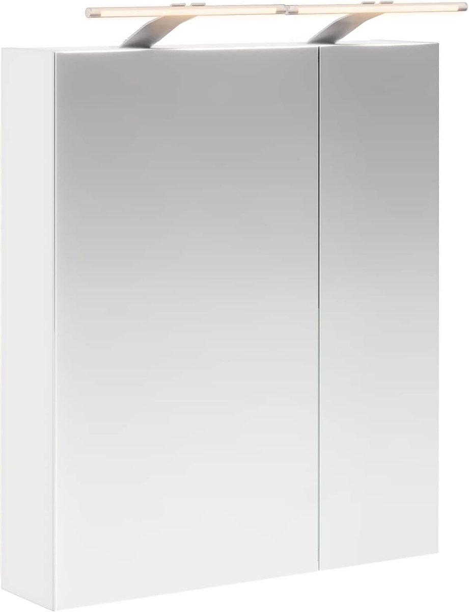 Badkamerspiegelkast wit 60 x 14,5 x 70 cm houtmateriaal, spiegelkast badkamer wandspiegelkast voor familiebadkamer kleedkamer 889063