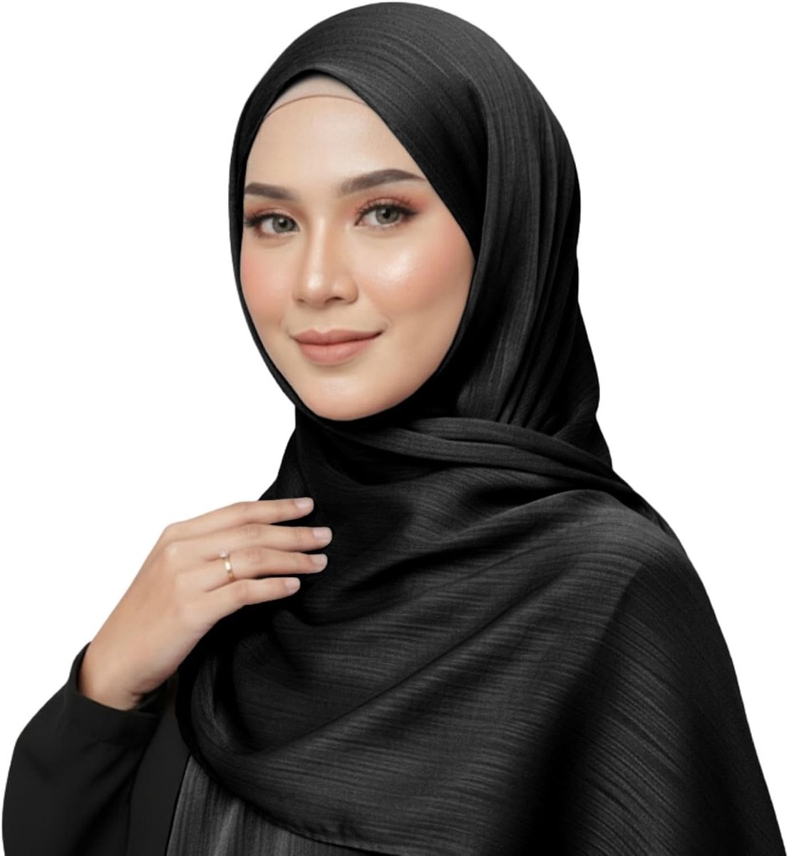 Zijden hijab voor dames, elegante gekreukte hijab wikkelsjaal, zachte ademende lange sjaal, lichtgewicht, glad, bescheiden hoofdbedekking