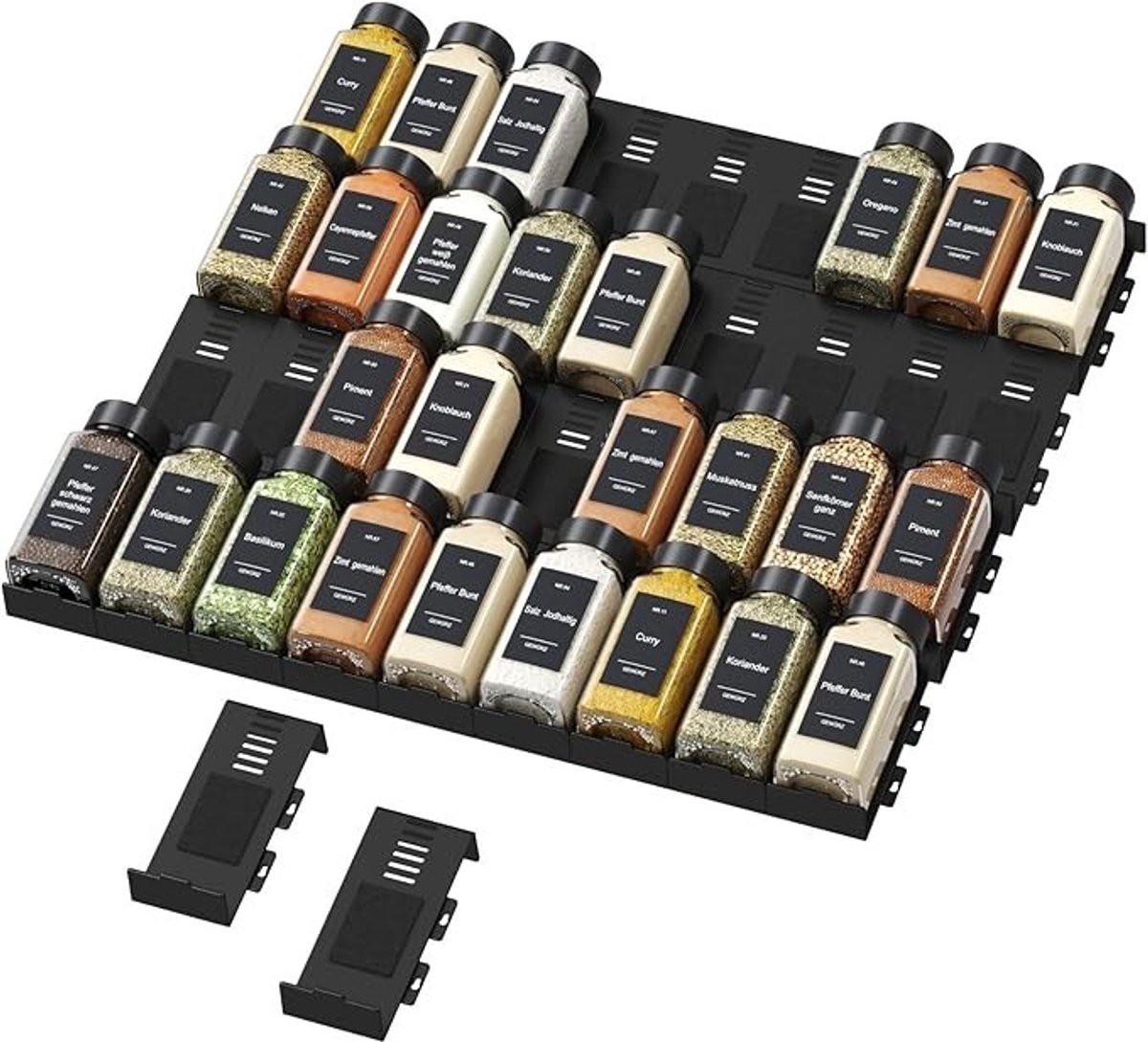 Livatto Kruidenrek 36-delige modulaire lade-organizer met antislip - Zwart