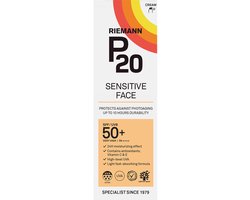 P20 Sensitive Face SPF 50+ - Hoogwaardige zonnebrand voor het gezicht - Consumentenbond "Beste uit de test 2025" - Bescherming tegen huidveroudering door de zon - Geschikt voor gevoelige huid - Parfumvrij - Dermatologisch getest - 50 g