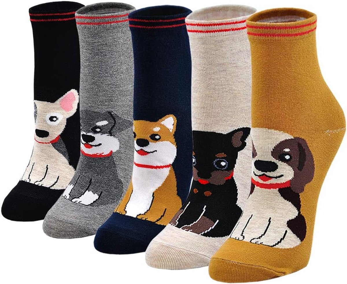 Sokken Vrouwen Katoen Enkelsokken Twee teensokken Nieuwigheid Grappig Japanse Stijl voor Geta Teenslippers Sakura Kersebloesem Patroon 4 paar Maat 35-41