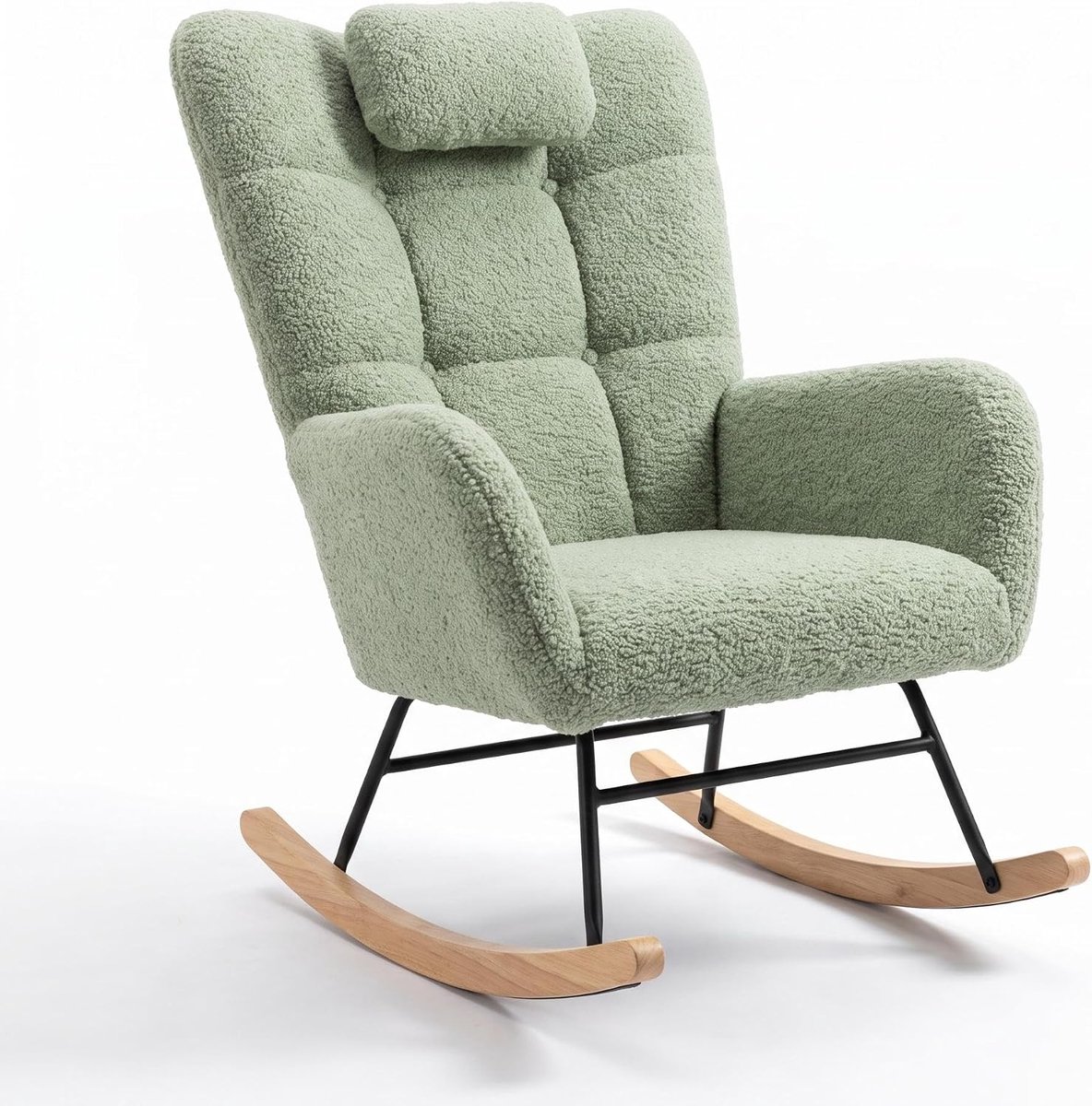 Schommelstoel Teddy - Schommelstoel Volwassenen Baby - Voedingsstoel Stoel Babykamer - Relaxstoel - Relaxfauteuil - Groen