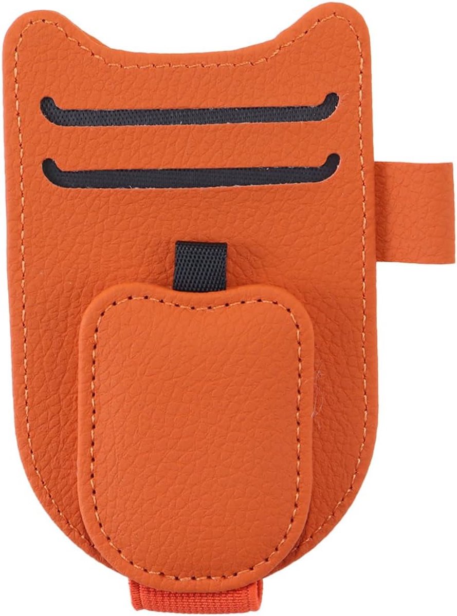 Autorekeninghouder, Autozonneklep Zonnebrilbrilhouder, Leer Multifunctionele Opbergclip, oranje