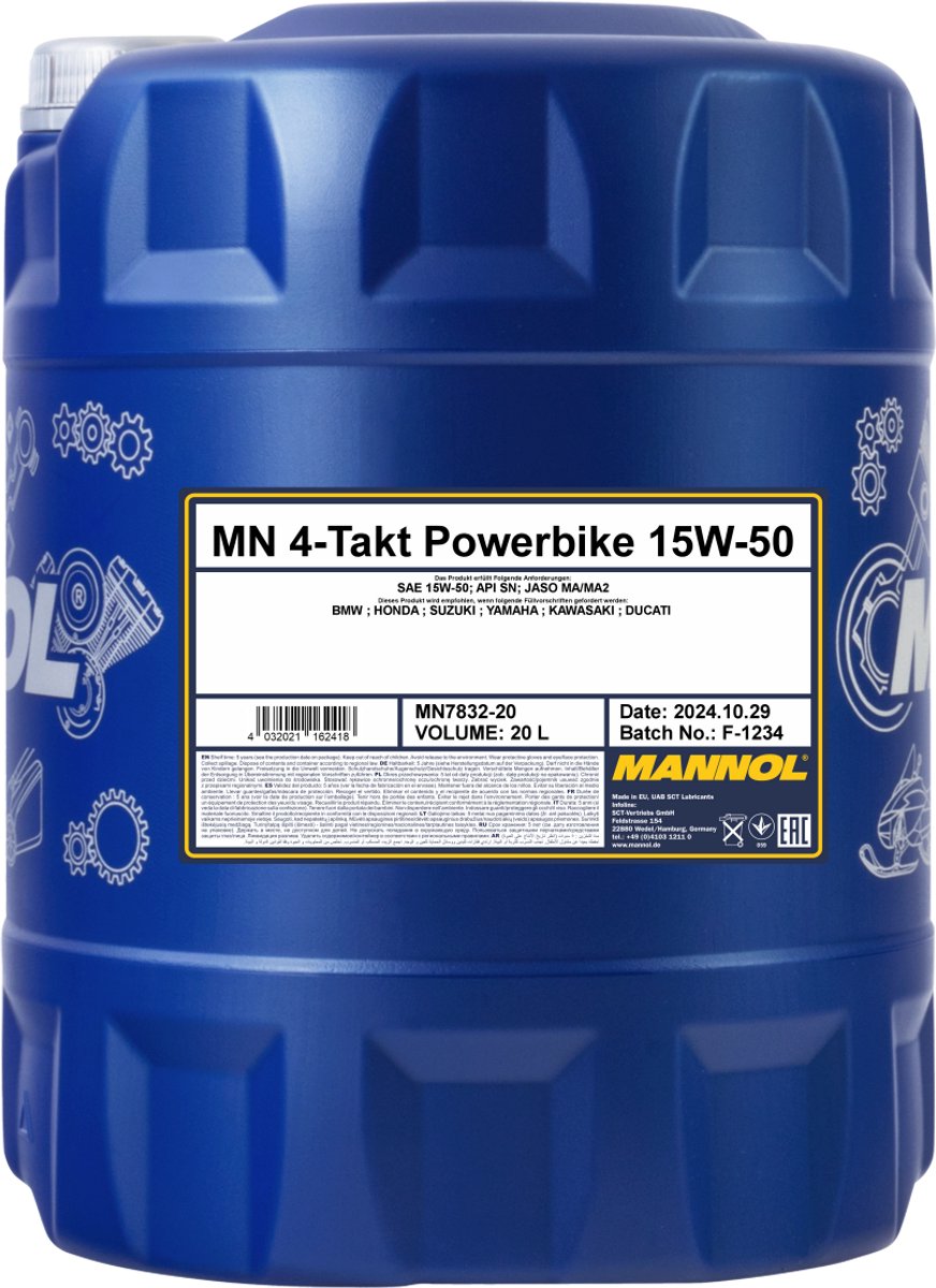 20 Liter 4 Takt Powerbike 15W-50 Mannol 7832 - BPC Parts
