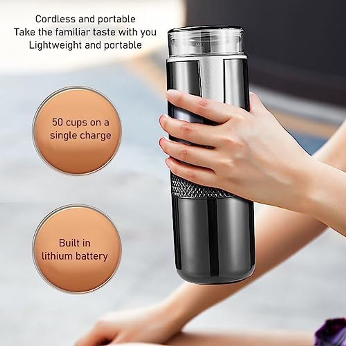 Koffiezetapparaat, Snoerloos Type C Oplaadbare Espressomachine Mini Handkoffiezetapparaat met 1200 MAh Batterij, 160 Ml Watertank, voor Reizen, Kamperen