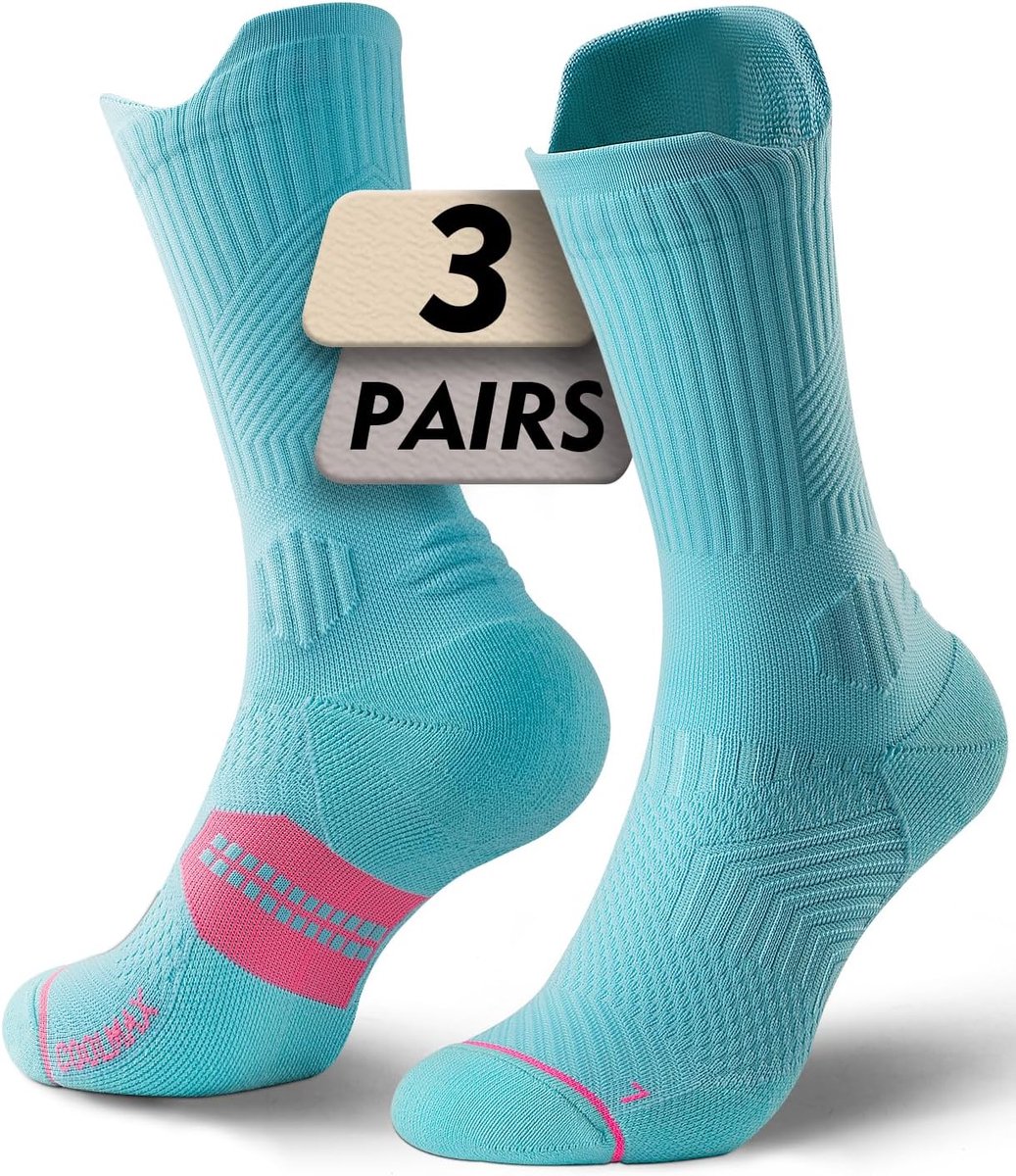 Dames Coolmax Bamboe Compressie Hardloopsokken, Vochtafvoerend en Anti-Blaren, Wandelen & Sporten