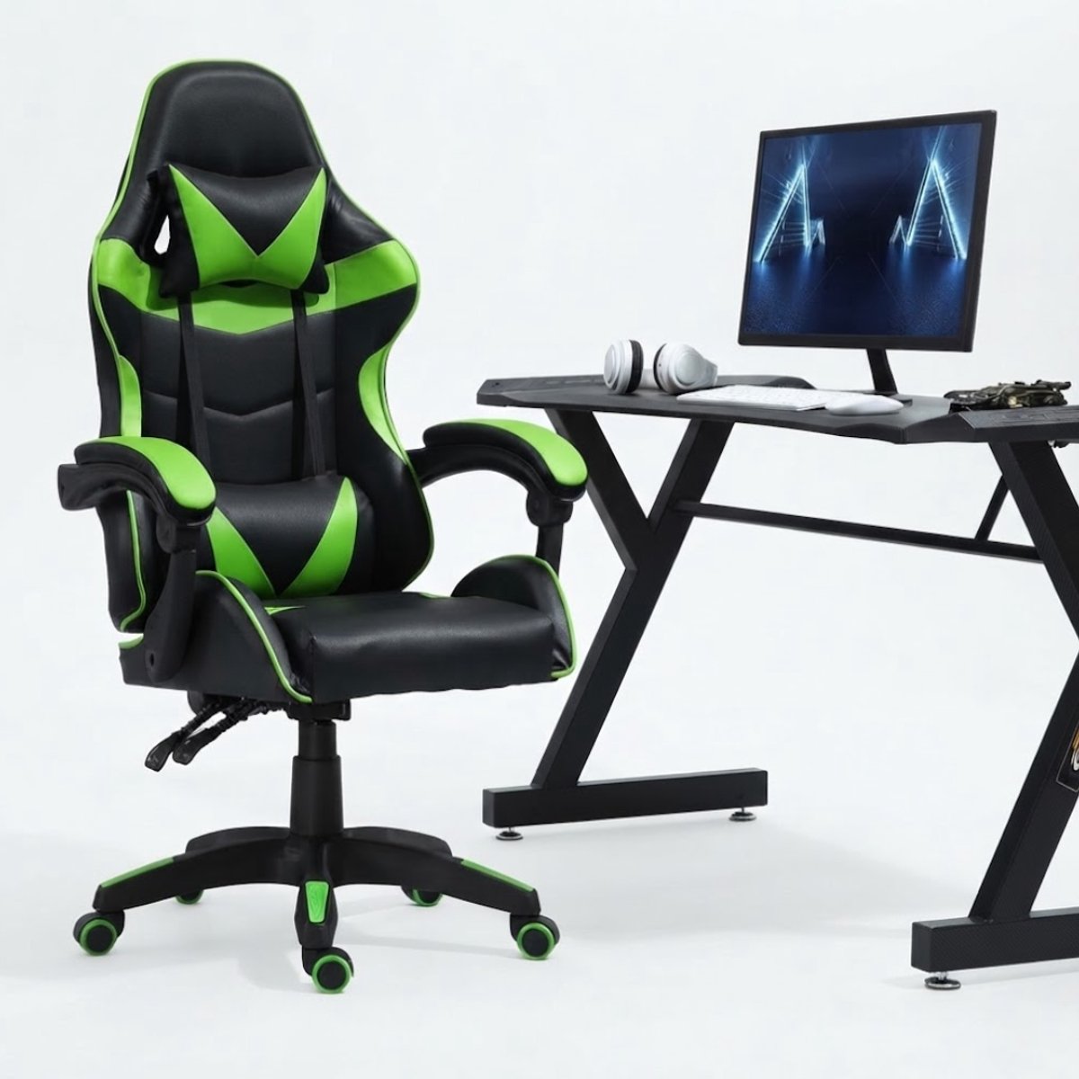 SP® Gamestoel - Ergonomische Bureaustoel - Bureaustoel - Zwart/Groen - 49cm x 63cm x 127cm