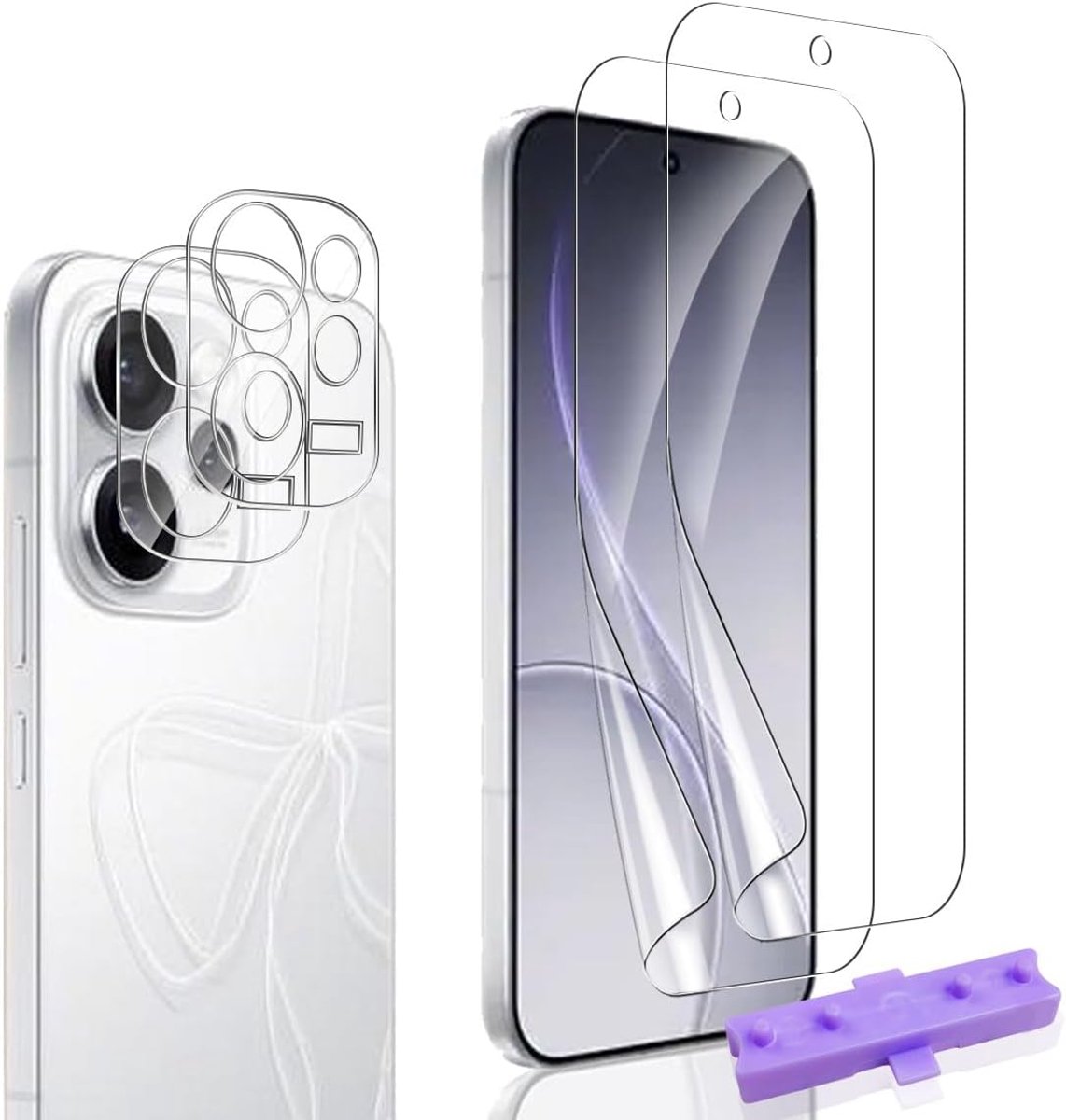 Beschermfolie voor OPPO Reno 15 Pro 5G en pantserglas camerabescherming [2+2 stuks] - HD luchtbelvrij/anti-kras zachte TPU-folie, pantserfolie voor OPPO Reno 15 Pro 5G beschermfolie