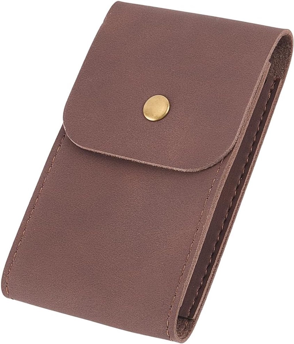 Speelkaartenetui van PU-leer, eendek, speelkaarthouder, multifunctionele portemonnee met drukknop, voor poker bridge, bordspellen, reisaccessoire (kokosbruin)