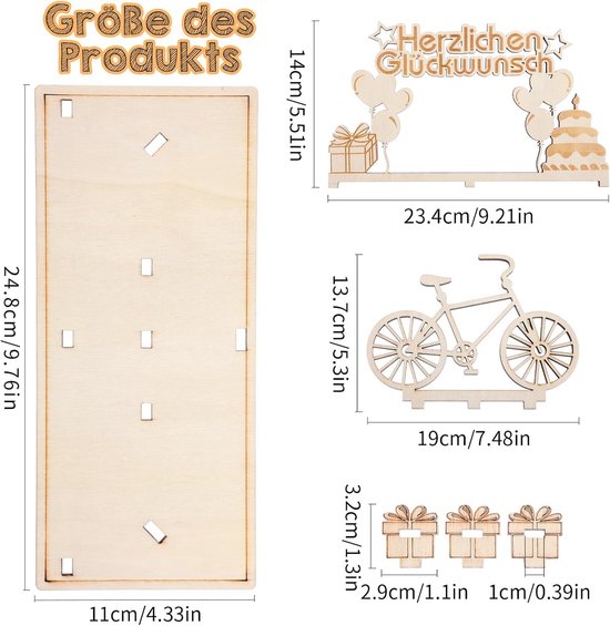 Fiets verjaardag hout, fiets decoratie bruiloft geldgeschenk verjaardag geldgeschenk fiets cadeau-ideeën hout voor fietsers vrienden familie liefhebbers — afbeelding 3