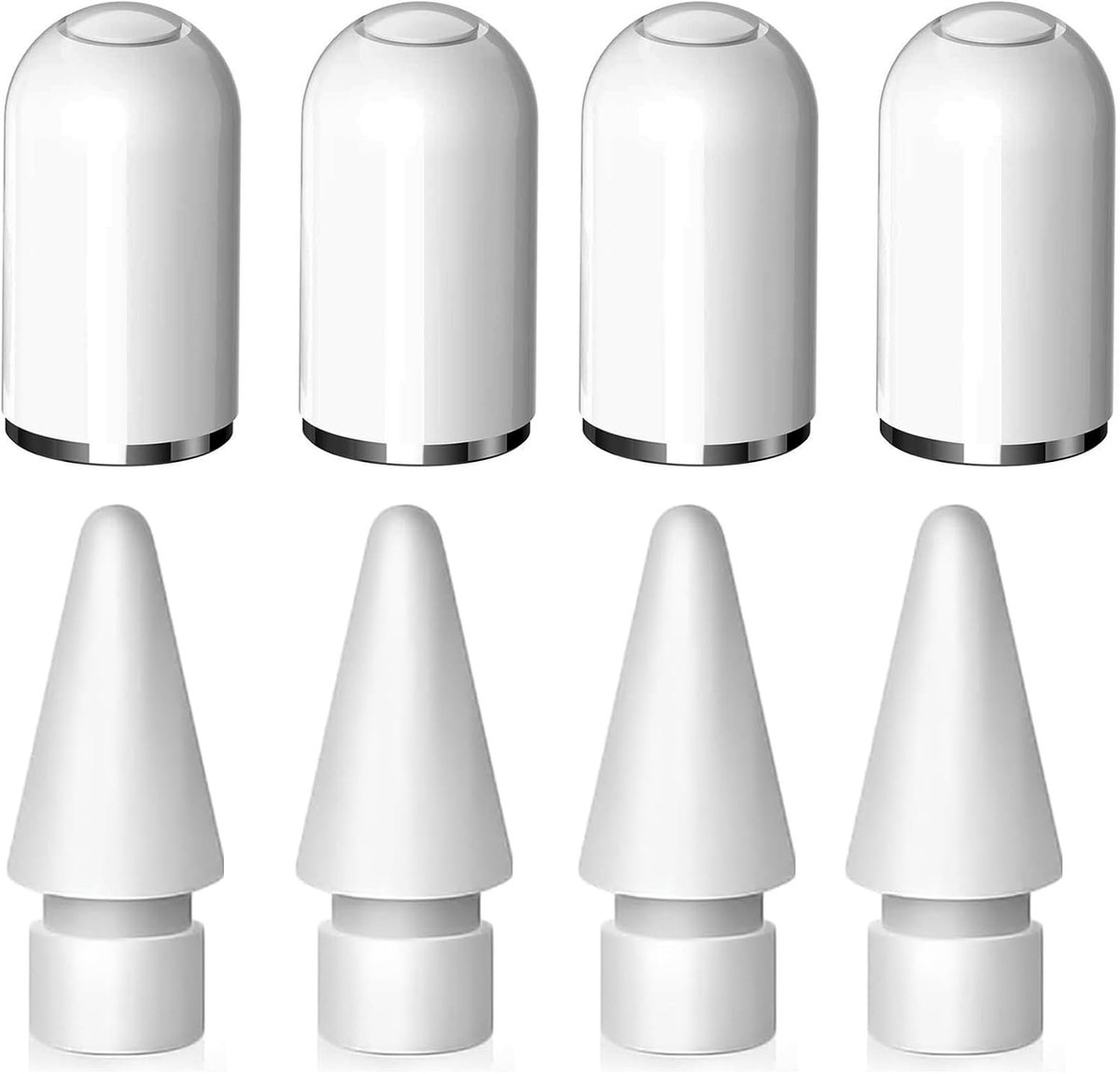 4 stuks doppen voor Apple Pencil 1e Generatie + 4 stuks tips vervanging & Nib accessoires voor Apple Pencil 2/1 Generation