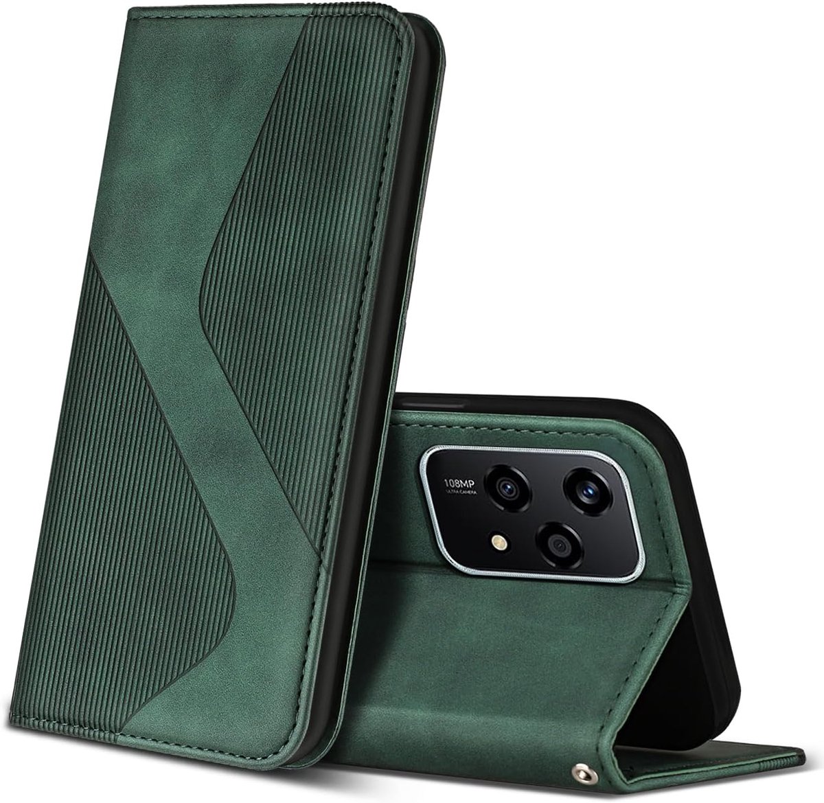 Hoesje voor Honor 200 Lite, PU Kunstleer Bookcase Telefoonhoesjes met [Kaartsleuven] [Stand], Flip Case Beschermhoesje voor Honor 200 Lite 5G (Groen)