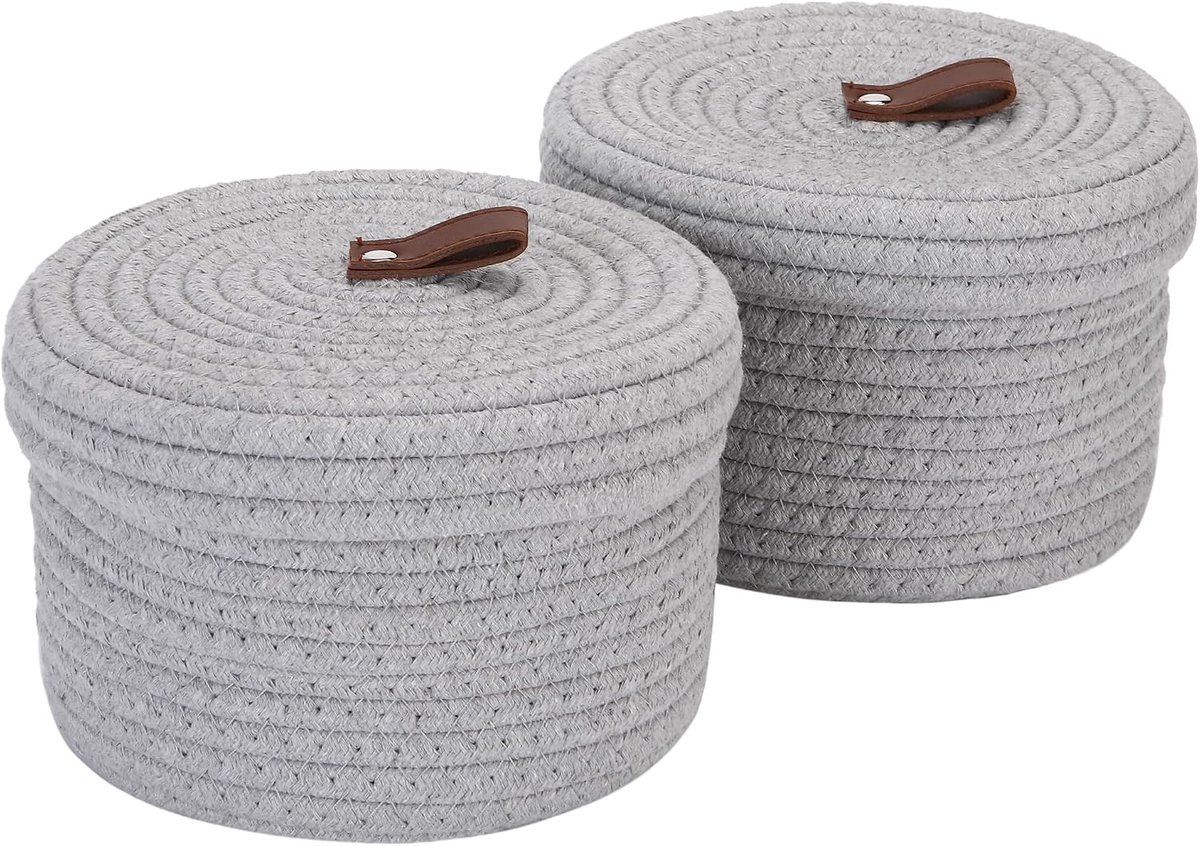 Team Twin Grey Deksel Katoenen Touw Multifunctionele Opbergmanden