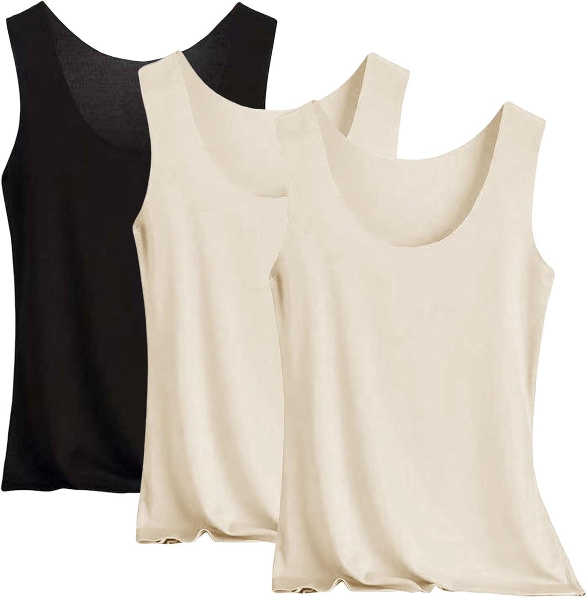 Tank Top Damen 3Er-Pack Spaghettiträger Tops Basic Top Damen Rundhals Tank Tops Ärmellose Blusentop Cami Tanktops Träger-Tops Baumwolle Unterhemd Shirt Blusen Casual Weste Strand Vest