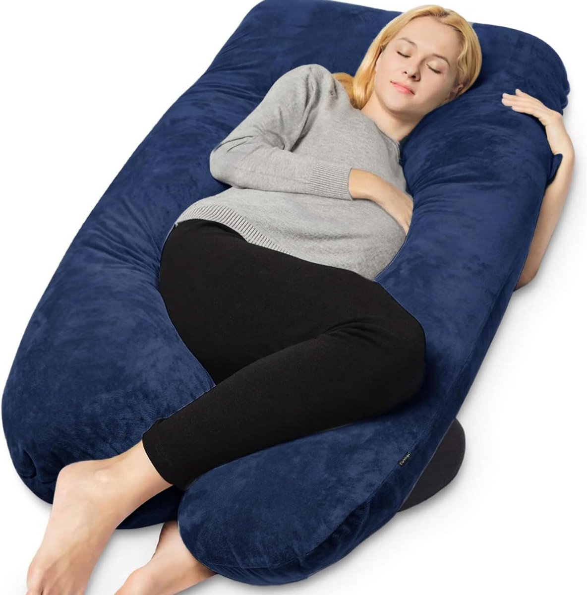 Zwangerschapskussen Zijslaapkussen 140x80cm U-vorm met Afneembare hoes - Body Pillow blauw