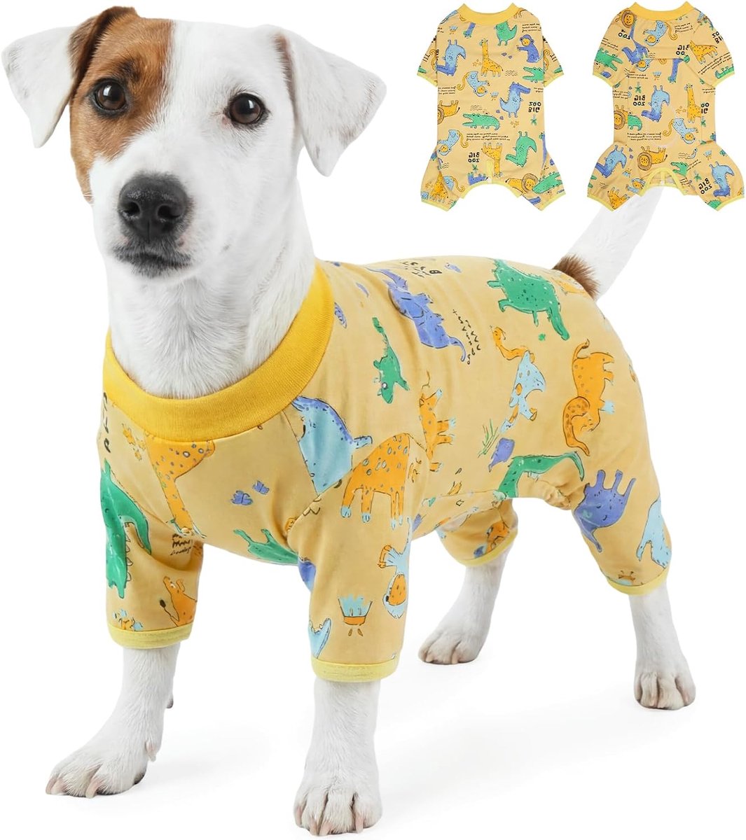 Hondenpak met 4 pooperaties, postoperatief, anti-likken body met volledige bescherming, herstelkleding voor kleine honden, honinggeel, S