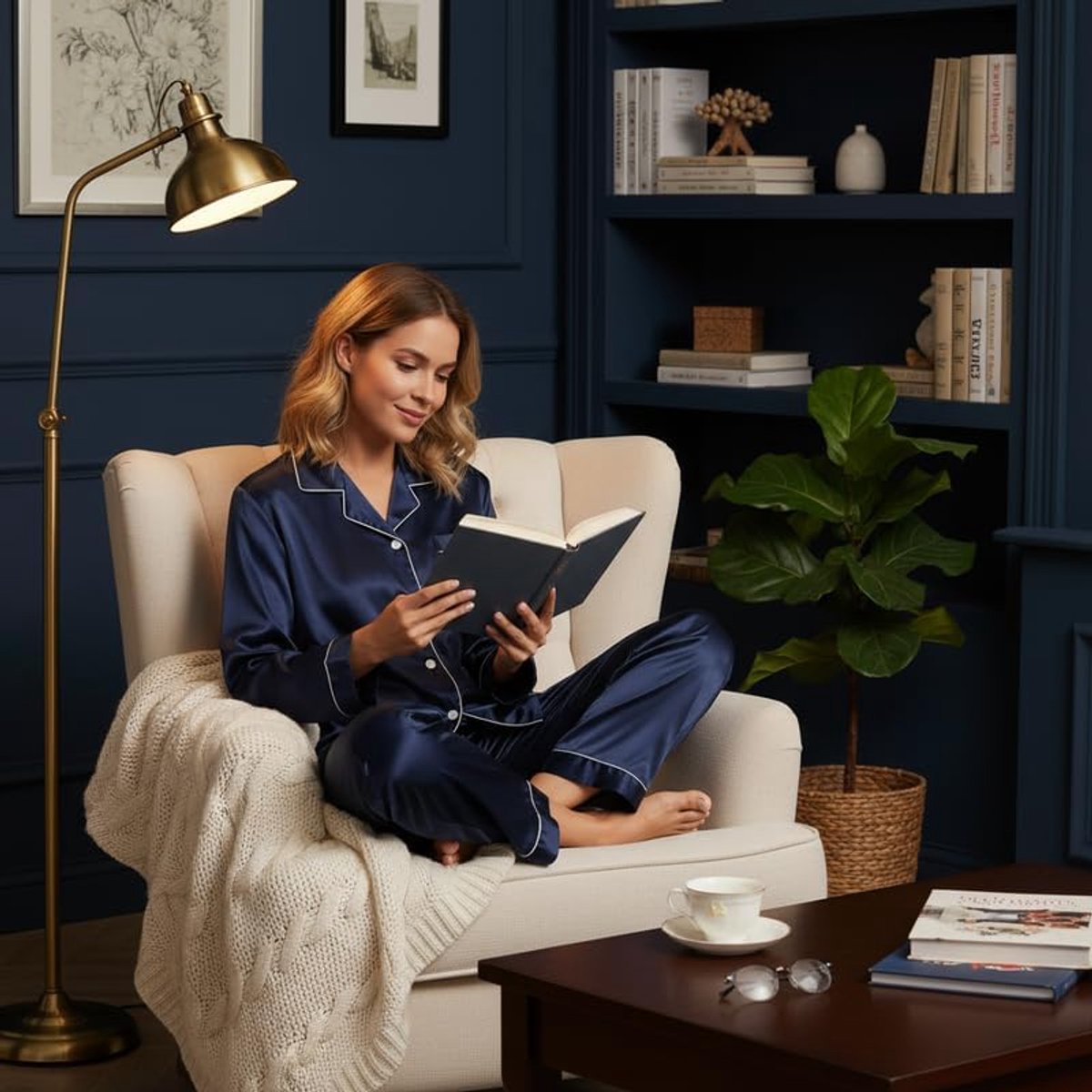 Damespyjama van zijde, 2-delige satijnen pyjama's met lange mouwen en knopen en bijpassende broek, lichte en ademende nachtkleding voor dames voor thuis