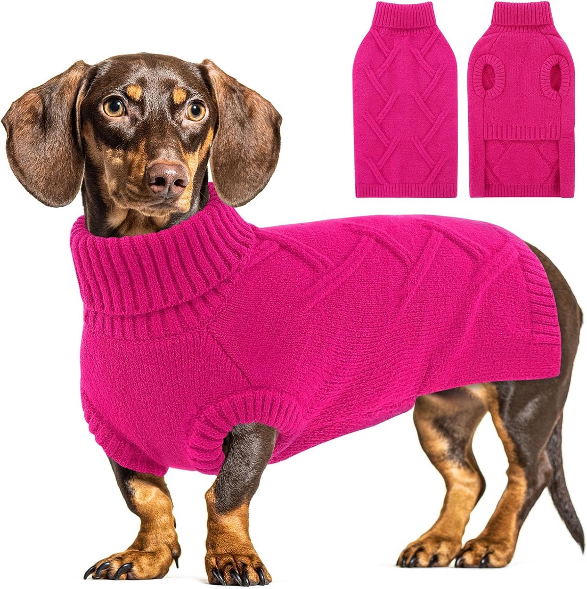 Hondentrui, groot, rekbaar en zacht - Whippet pullover winter voor outdoor, Franse buldog en windhond, roze, L