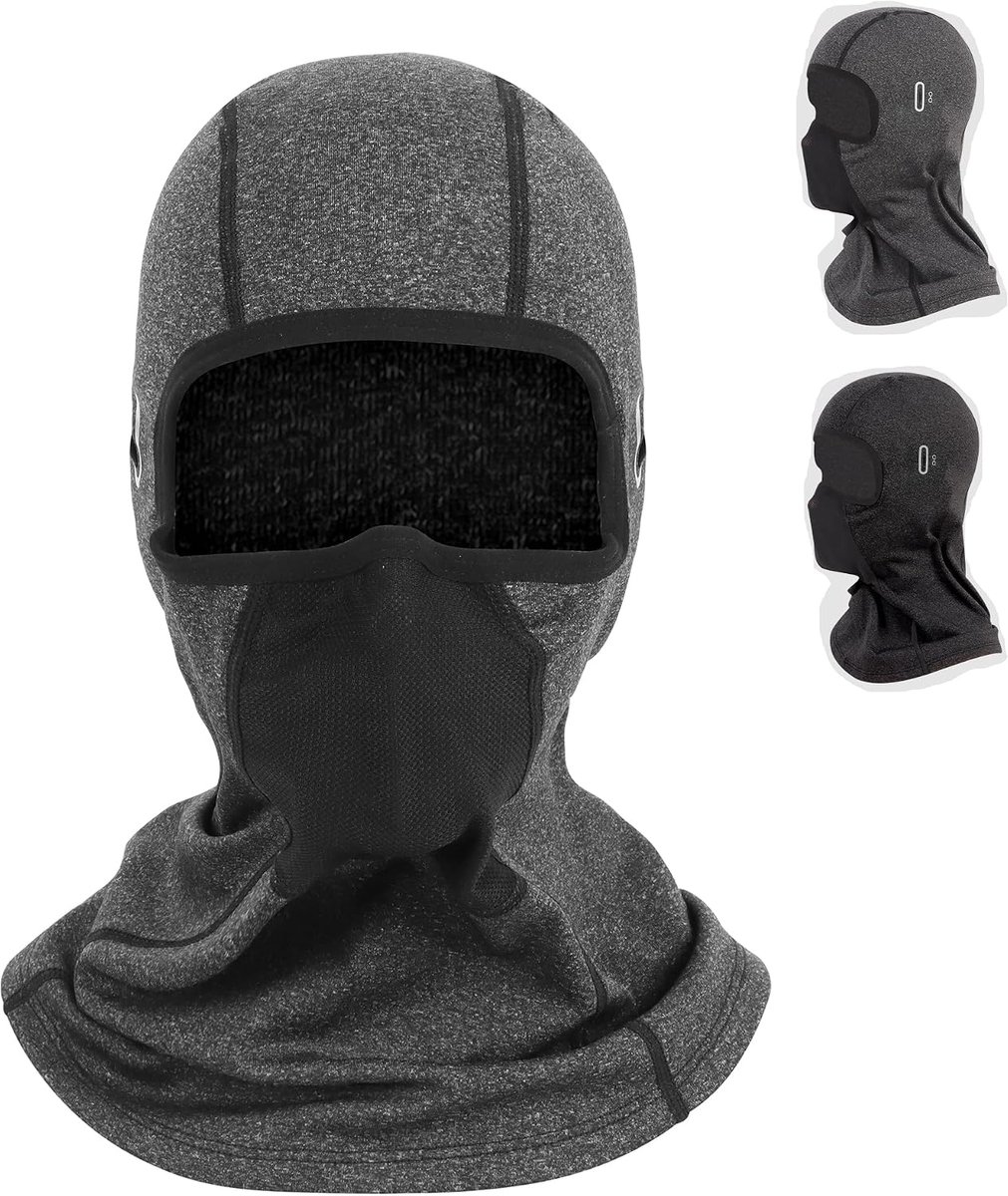 Bivakmuts, bivakmuts, winterskimasker, winter, bivakmuts voor heren voor buitensport, winddicht, bivakmuts voor motorfiets, fiets, winter, stormkap, ademend, waterdicht (grijs), grijs, Eén