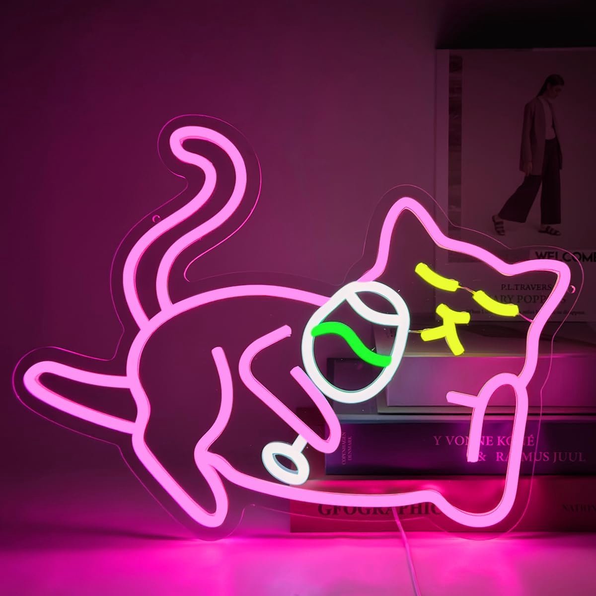 Neon bord voor bier, kat, neonverlichting, dier-neonbord, USB-power, neonbord, bierkat, lichtreclame voor woonkamer, slaapkamer, keuken, bier, bar, party, thuis, winkel, geschenken